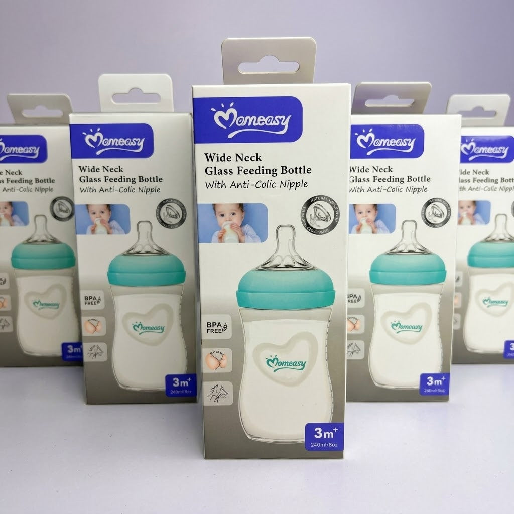 Momeasy Wide Neck Glass Feeding Bottle 240ml