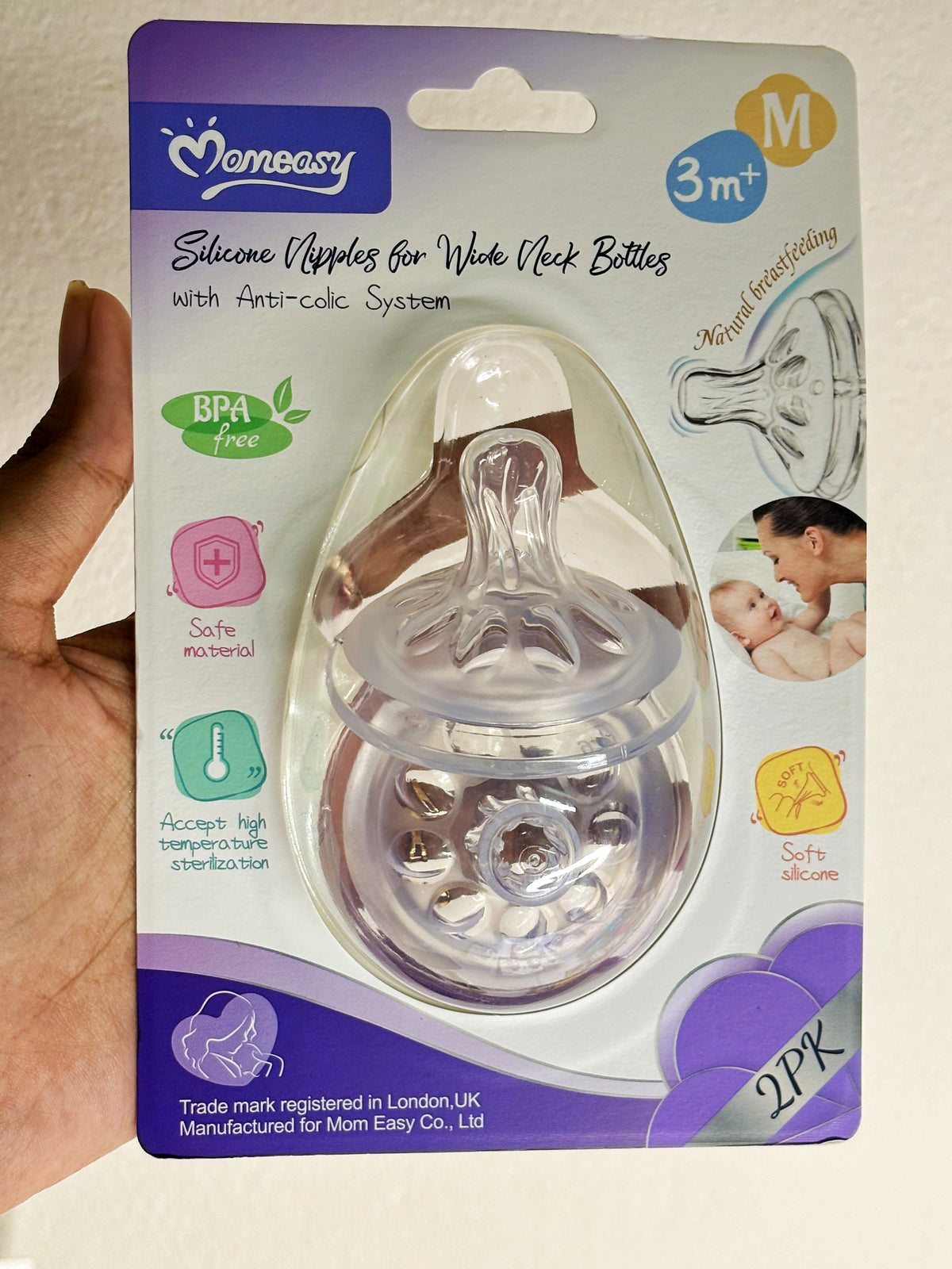 Momeasy Silicone Nipples for Wide Neck Bottles.