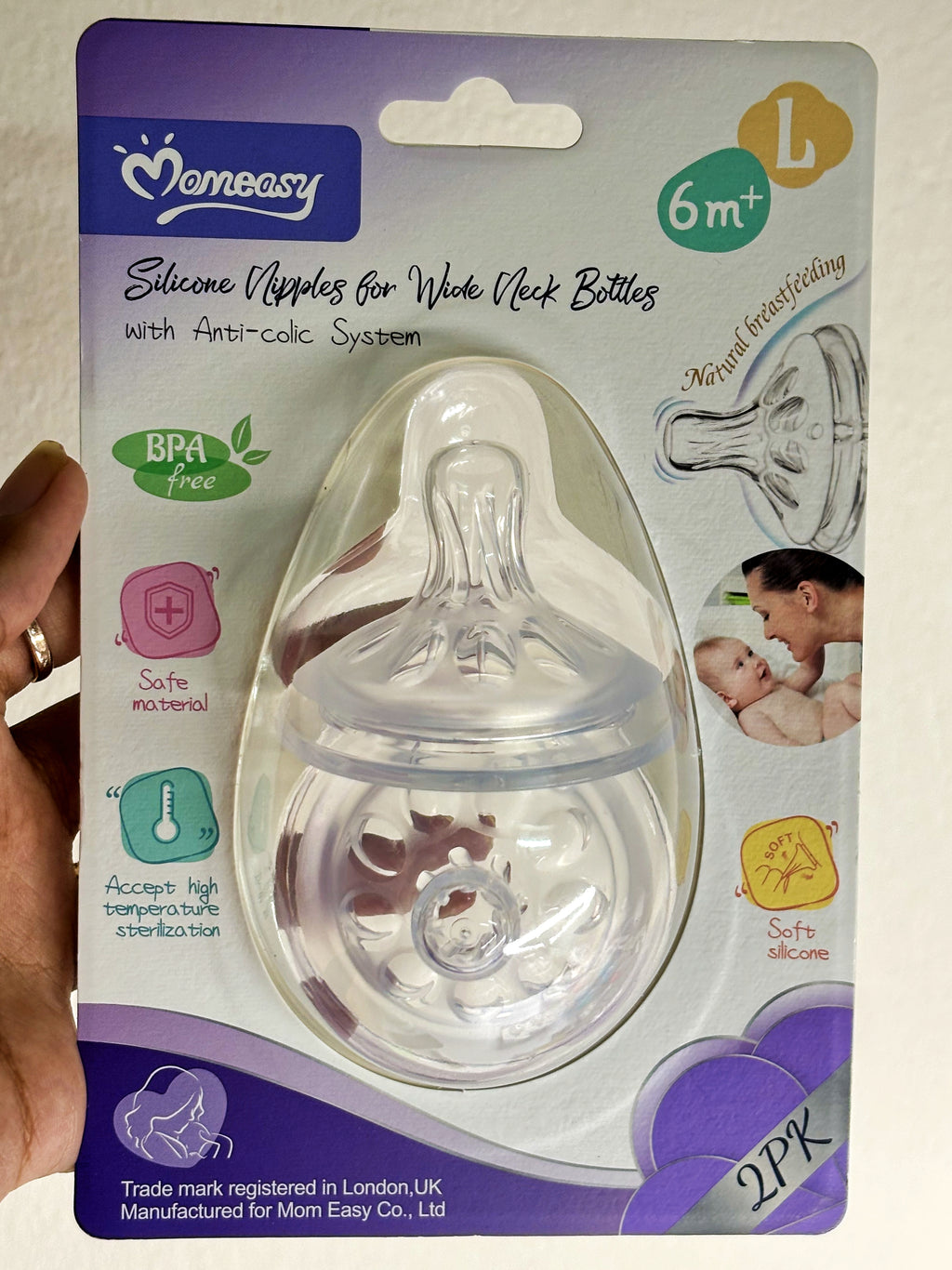 Momeasy Silicone Nipples for Wide Neck Bottles.